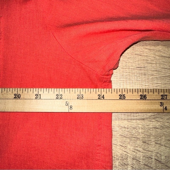 Encore by Idina Menzel Dress Womens Large Petite Coral Regular Relaxed Linen - Picture 3 of 12